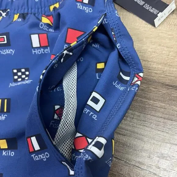 Reyn Spooner Charlie Foxtrot Maritime Signal Flags Swim Shorts 7” Inseam Sz M